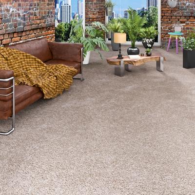 Teppichboden MY HOME "Rava", grau (taupe), B:400cm H:16mm L:725cm, Kunstfaser, Teppiche, Uni Farben, Breite 400 cm, Schlinge, weich, strapazierfähig Image