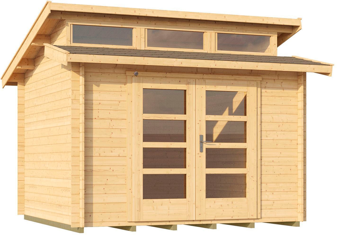 Gartenhaus WEKA "158 Gr.1, 28 mm, mit 3 Oberlichtern", beige (naturbelassen), Fußboden im Gartenhaus, ohne Rück- und Seitenwand, ohne Dacheindeckung, Massivholz, Gartenhäuser, Gartenhaus