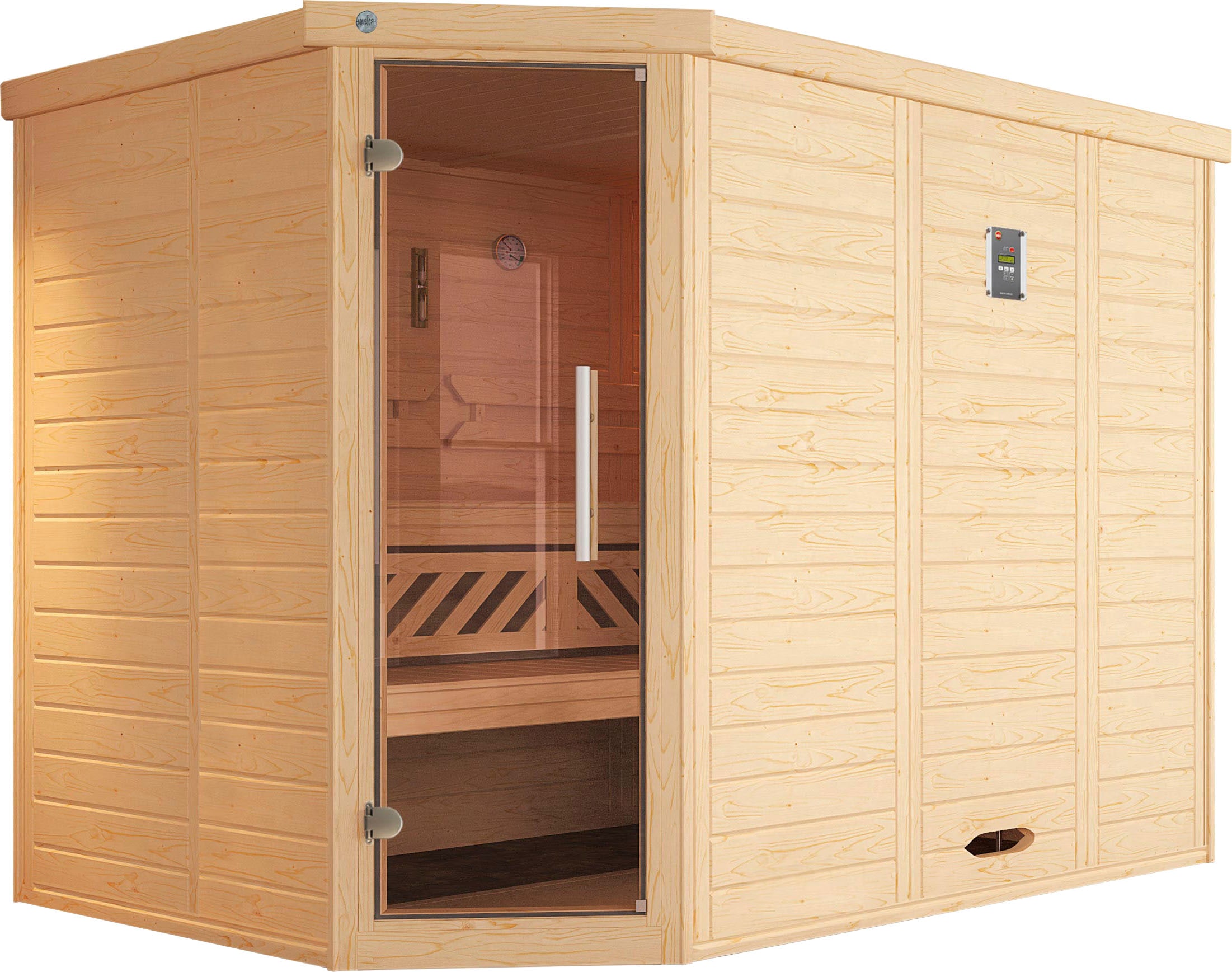 Sauna WEKA "Kemi", beige (natur), Saunaofen, externe Steuerung, 7,5 kW, Saunen, 7,5 kW-Ofen mit digitaler Steuerung Image