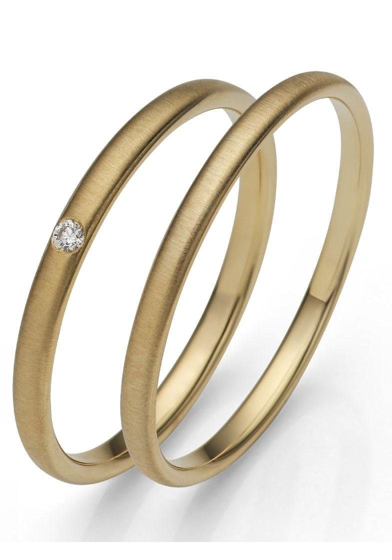 Trauring FIRETTI "Schmuck Geschenk Gold 375 Hochzeit Ehering "LIEBE" Gr. 58, gold (gelbgoldfarben), Fingerringe, 58, ohne Brillant, Gelbgold 585, 2mm, Made in Germany, wahlweise mit oder ohne Brillant Image