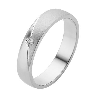Trauring FIRETTI "Schmuck Geschenk Gold 375 Hochzeit Ehering Trauring "LIEBE" Gr. 17, weiß (weißgoldfarben), Fingerringe, 17, 0,03 ct SI = kleine Einschlüsse mit Brillant, Weißgold 375, 4mm, Made in Germany, wahlweise mit oder ohne Brillant Image