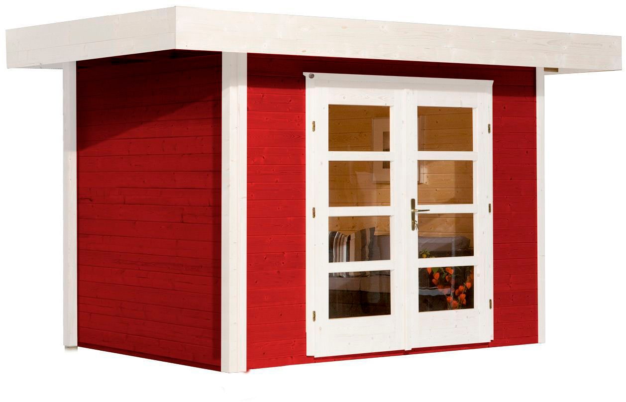 Gartenhaus WEKA "126 Gr.2, schwedenrot, 28 mm", rot (schwedenrot), Fußboden im Gartenhaus, ohne Rück- und Seitenwand, ohne Dacheindeckung, Massivholz, Gartenhäuser, Gartenhaus