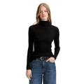 Rollkragenpullover TOM TAILOR DENIM, Damen, Gr. XS, schwarz (deep schwarz), Feinstrick, Obermaterial: 70% Viskose, 30% Polyamid, unifarben, casual, körpernah hüftbedeckend, Rundhals, Langarm, Pullover, in Strick-Optik