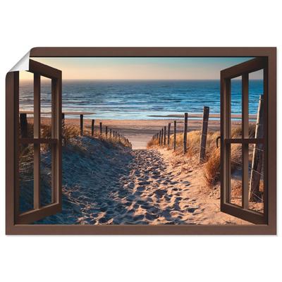Wandbild ARTLAND "Fensterblick Weg zum Nordseestrand", beige (farbe bild(er): naturfarben), B:70cm H:50cm, Dekorfolie, Bilder, als Leinwandbild, Poster, Wandaufkleber in verschied. Größen Image