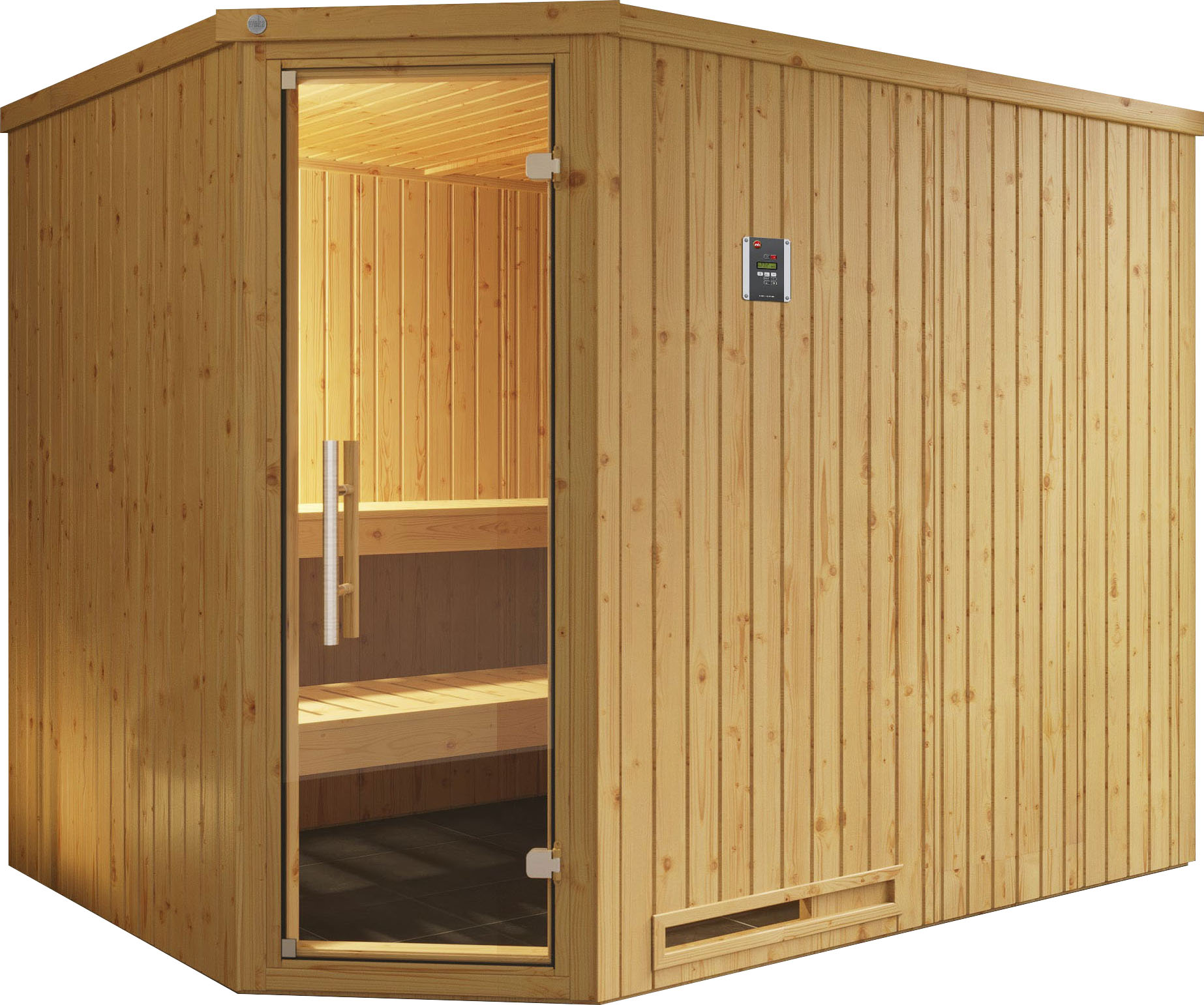 Sauna WEKA "Varberg", beige (natur), Bio-Ofen, externe Steuerung, 7,5 kW, Saunen, 7,5 kW Bio-Ofen mit digitaler Steuerung Image