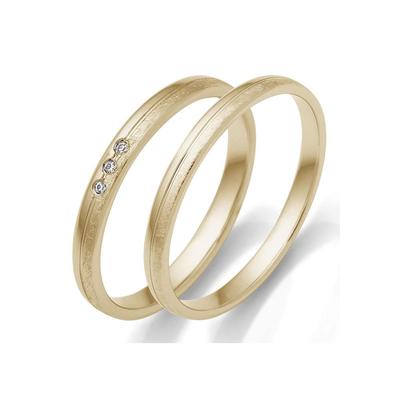 Trauring FIRETTI "Schmuck Geschenk Gold 375 Hochzeit Ehering "LIEBE" Gr. 62, gold (gelbgoldfarben), Fingerringe, 62, 0,015 ct SI = kleine Einschlüsse mit Brillanten, Gelbgold 585, 2,5mm, Made in Germany, wahlweise mit oder ohne Brillanten Image