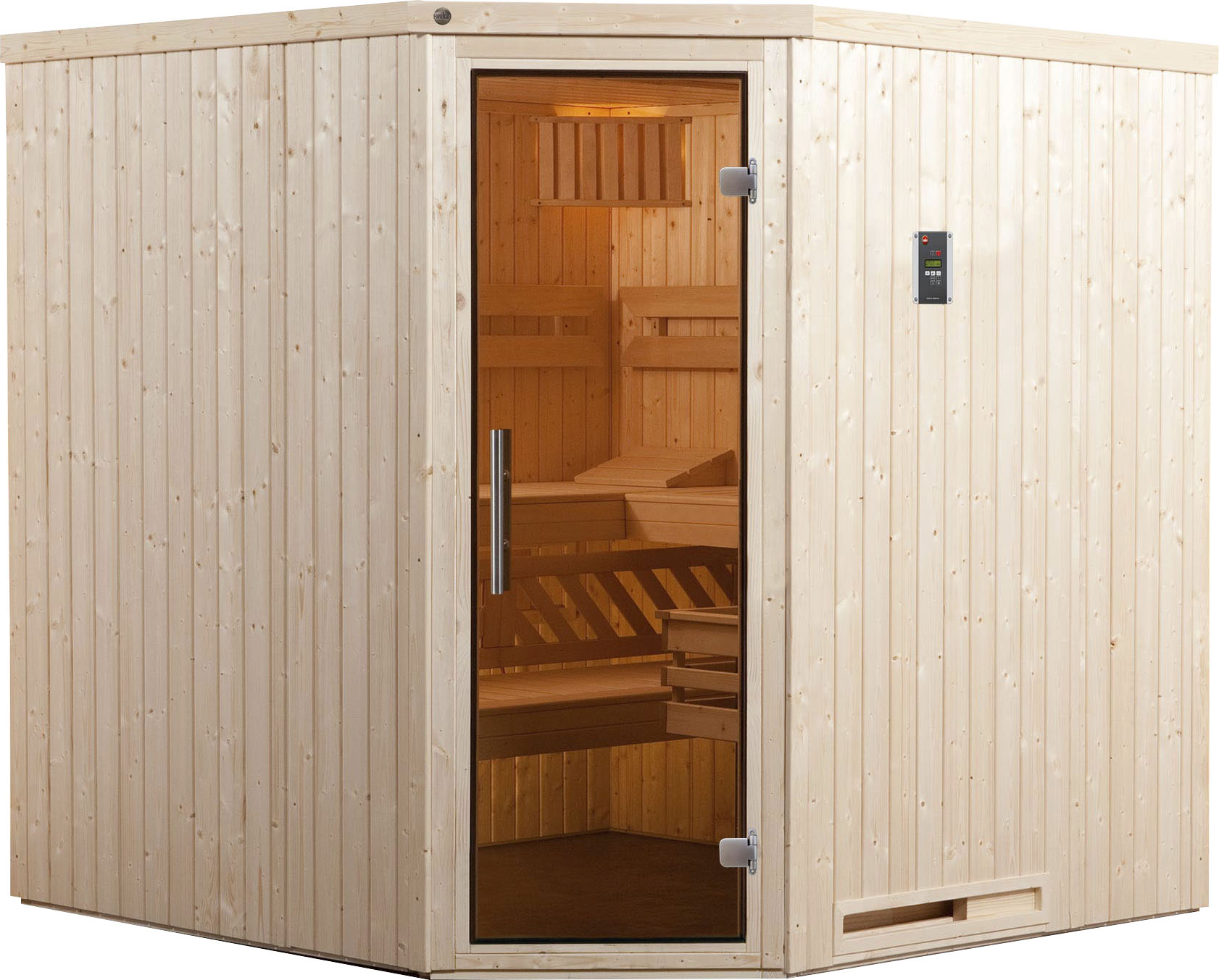Sauna WEKA "Varberg", beige (natur), Bio-Ofen, externe Steuerung, 7,5 kW, Saunen, 7,5 kW Bio-Ofen mit digitaler Steuerung Image