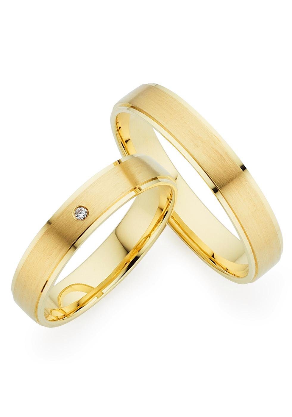 Trauring PHÖNIX "Schmuck Geschenk Gold 333 Trauring Ehering LIEBE versch. Varianten" Gr. 58, gold (gelbgoldfarben), Fingerringe, 58, 0,01 SI = kleine Einschlüsse mit Brillant, Gelbgold 333, 4mm, Made in Germany, wahlweise mit oder ohne Brillant Image