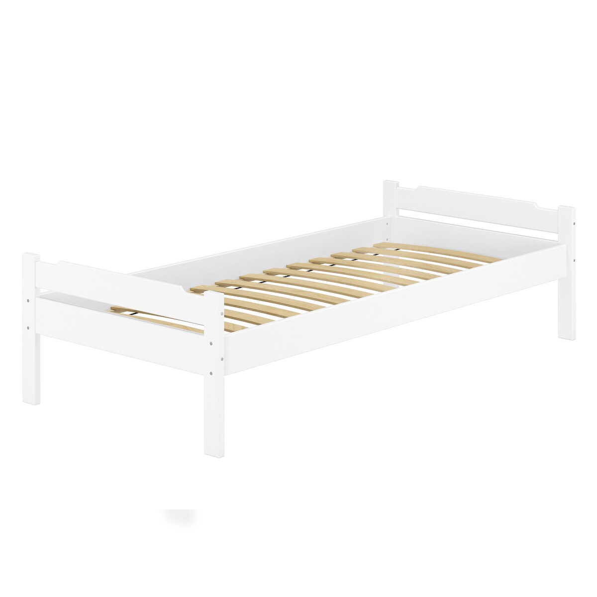 Erst-Holz Einzelbett massiv Kiefer weiß 90x200 Futonbett Holzbett Zubehör wählbar V-60.31-09W Federleisten Image