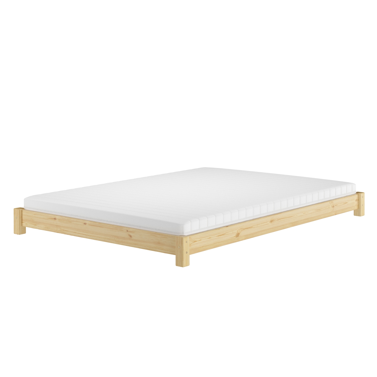 Erst-Holz Flaches Futon-Doppelbett Bodenbett Niedrigbett 160x200 Kiefer massiv V-60.51-16 Rollrost und Matratze inkl. Image