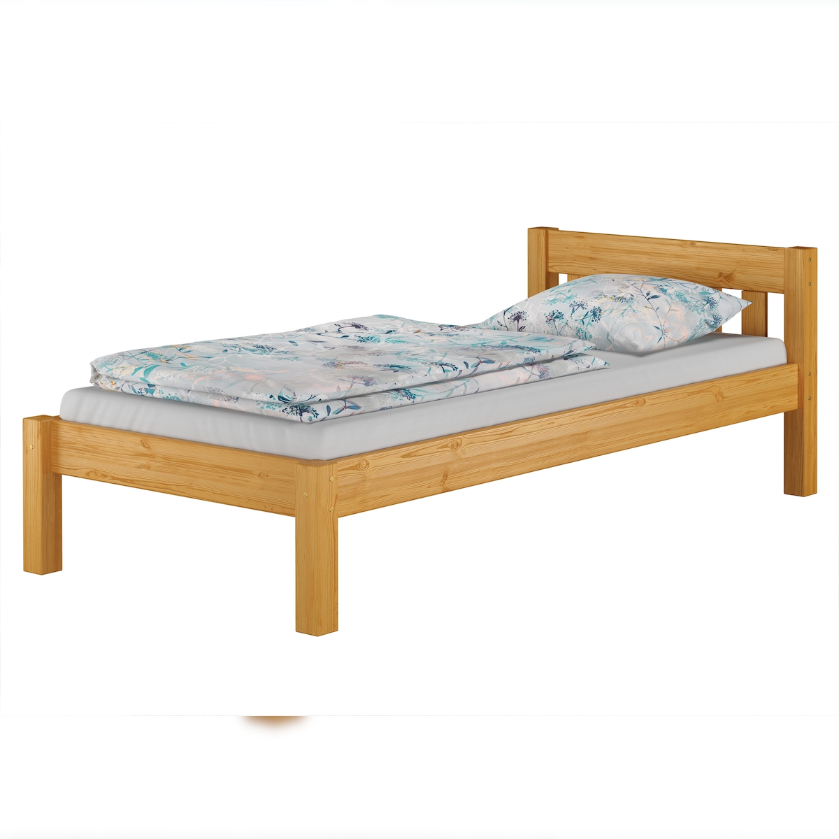 Erst-Holz Einzelbett Kiefer in Eicheton gebeizt 90x200 Zubehör wählbar V-60.38-09E ohne Zubehör Image