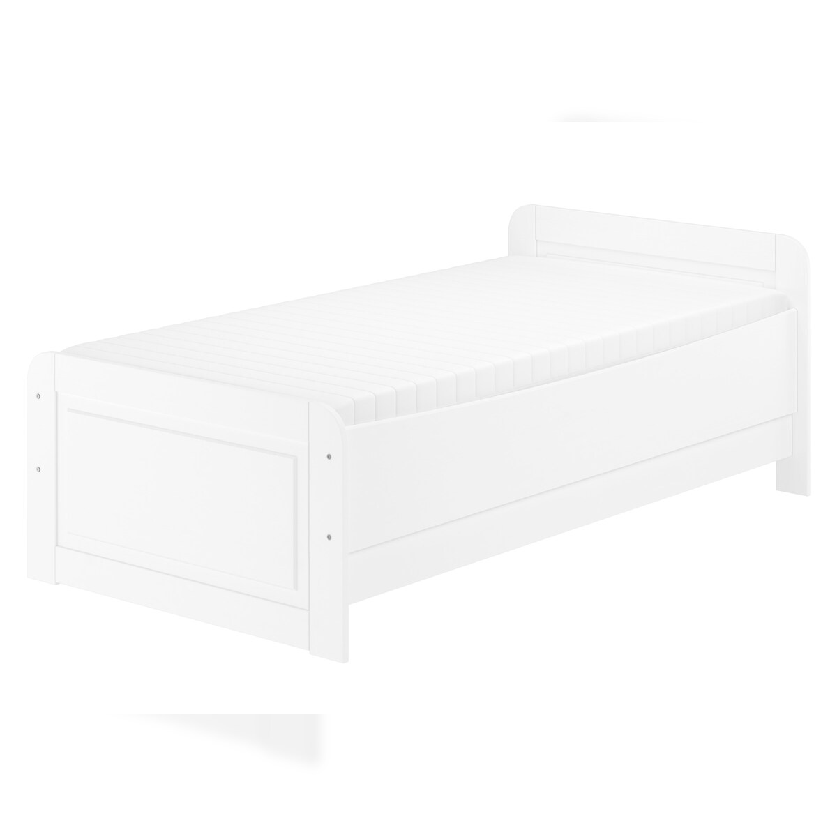 Erst-Holz Weißes Seniorenbett extra hoch 90x200 Zubehör wählbar V-60.42W-09 Federleisten und Matratze Image