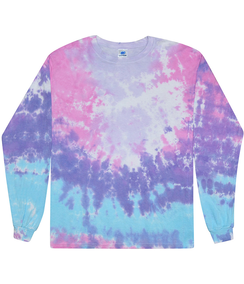 Tie-Dye CD2000Y Youth Long Sleeve Tie Dye Top in Cotton Candy size S 6-8 2000Y, T2000Y