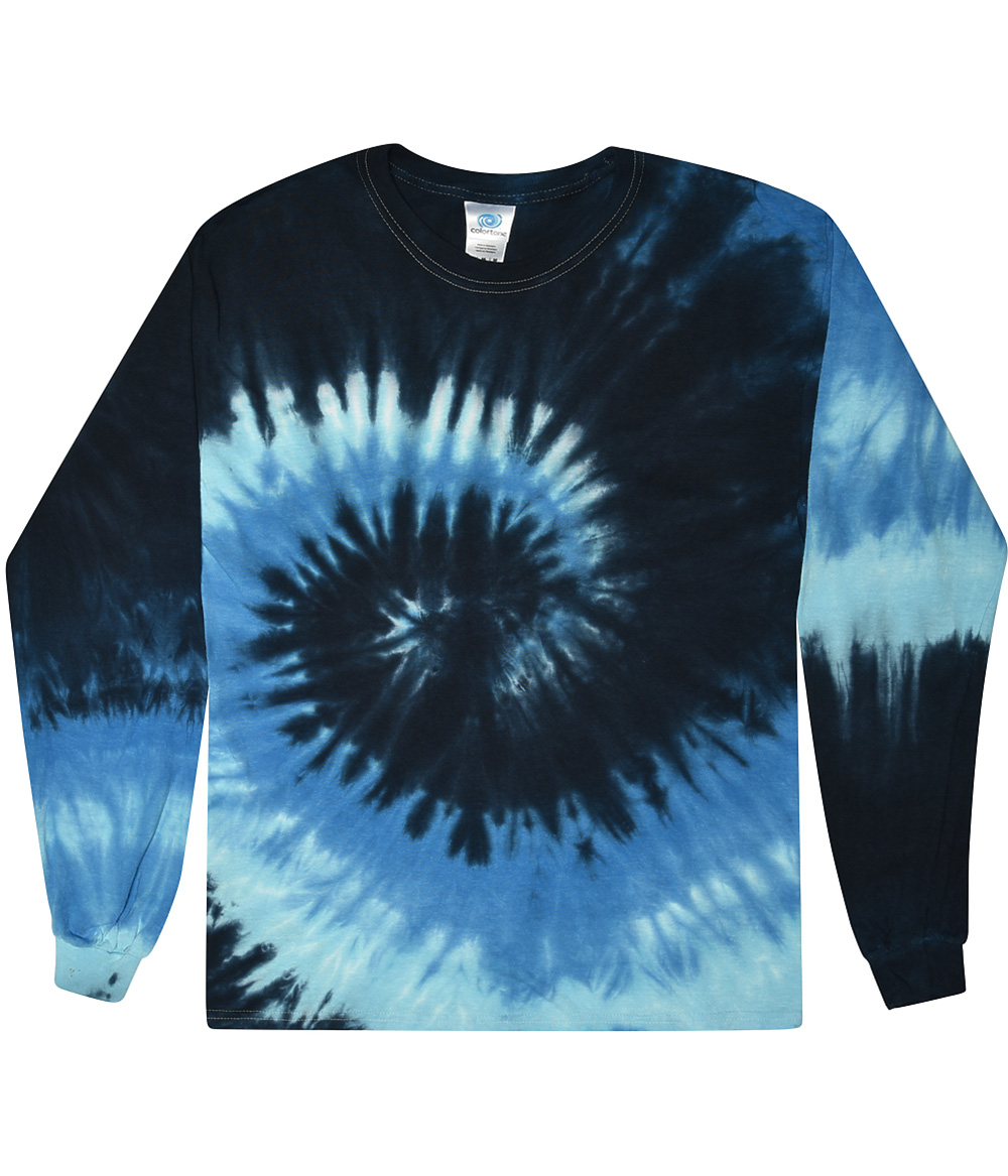 Tie-Dye CD2000Y Youth Long Sleeve Tie Dye Top in Blue Ocean size XS 2-4 2000Y, T2000Y