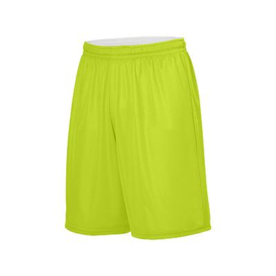 Augusta Sportswear 1407 Youth Reversible Wicking Shorts in Lime/White size Medium | Polyester
