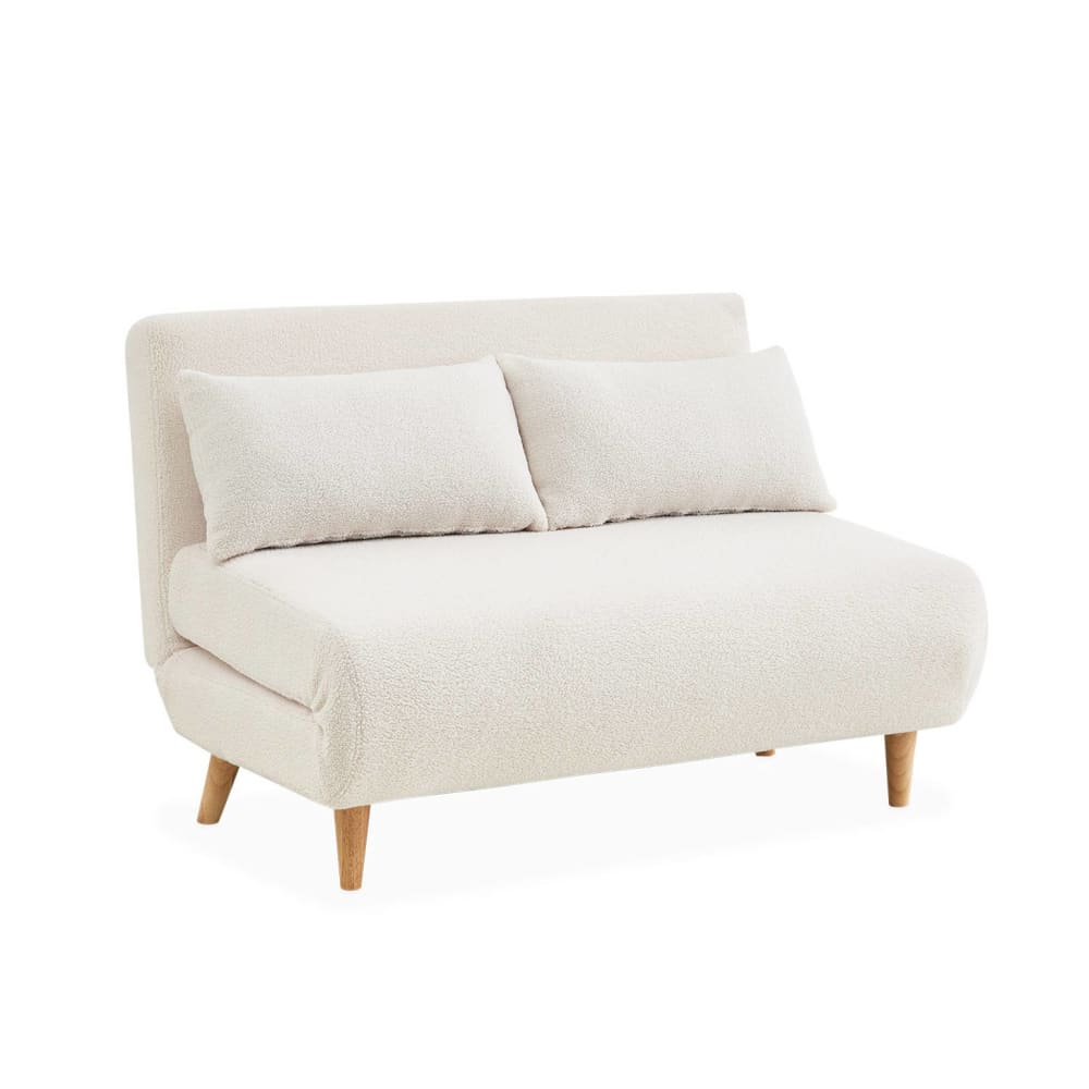 Canapé convertible en tissu bouclettes blanches