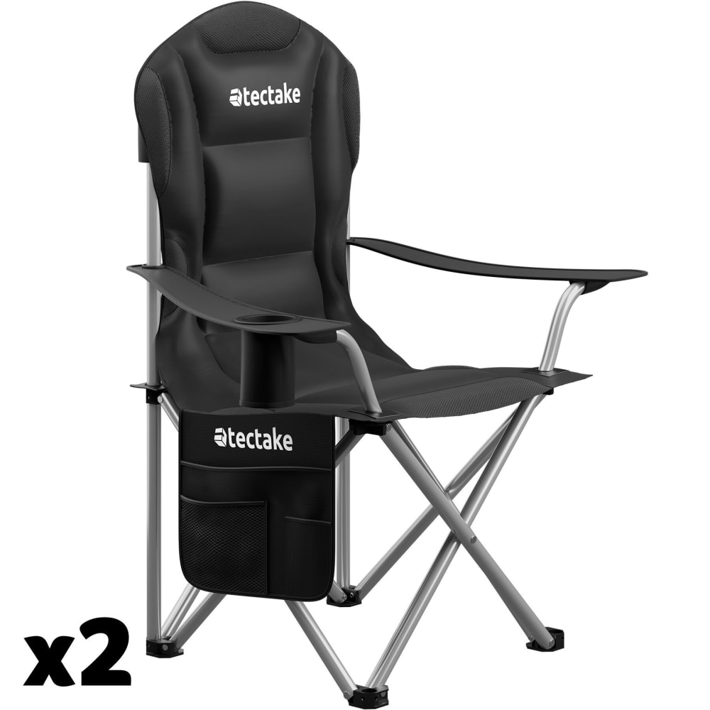 Set di 2 sedie da campeggio imbottite pieghevoli con braccioli acciaio