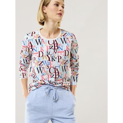 Walbusch Damen Baumwollshirt Buchstaben Weiss gemustert Image