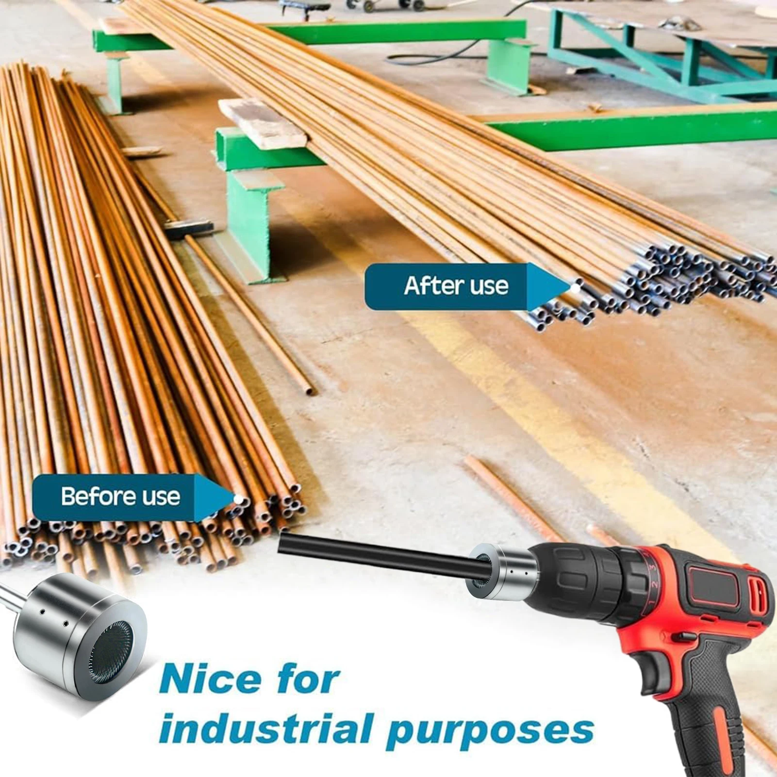 15/22mm Metall Kupfer Rohr reiniger Bohrrohr Rohr reinigungs bürste Werkzeug Sechs kant griff Reinigungs werkzeug für Bohrmaschine Image