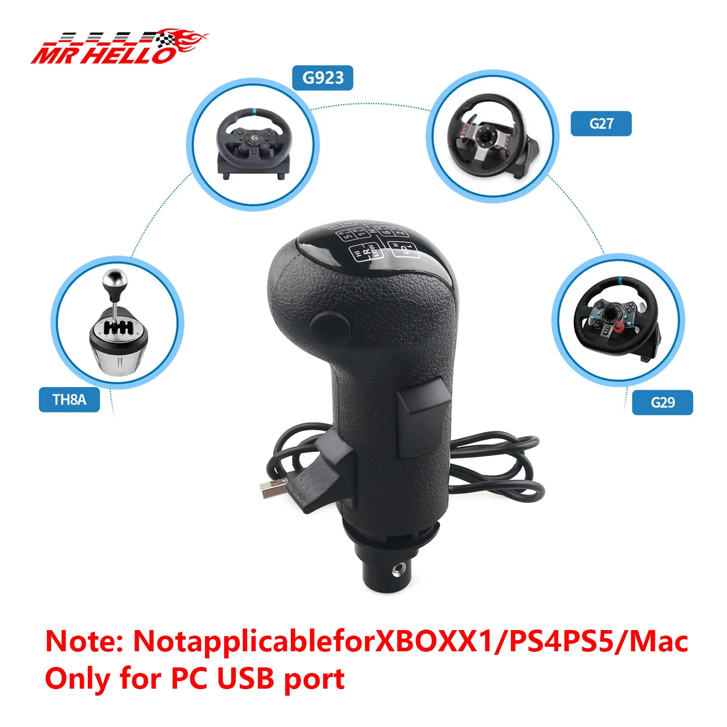 Simulator-Spiel USB-Schaltknauf für Logitech G923 G29 G27 G25 TH8A für ETS2&ATS Euro Truck High Low Gear Simulator Shifter Image