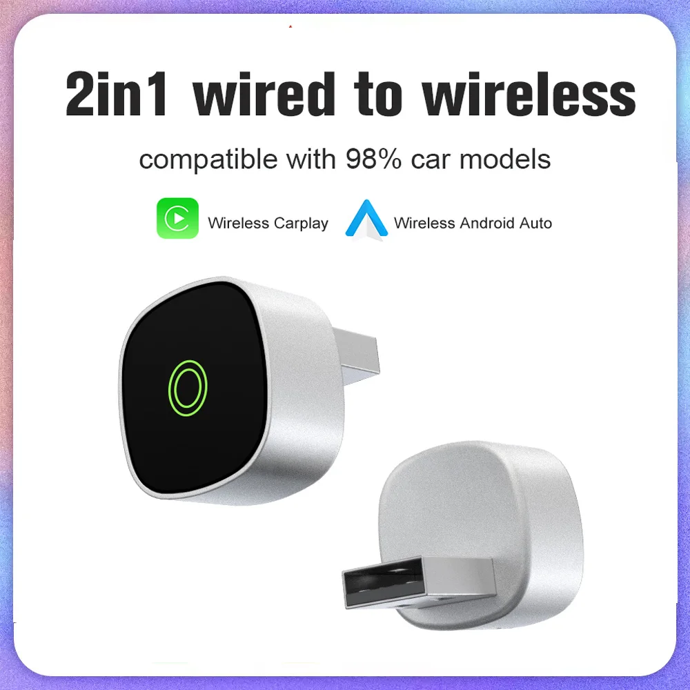 2in1 Wireless Carplay & Android Auto Box 2in1 verkabelt zu Wireless Dongle Automatic Connect Adapter Bluetooth Plug & Play Mini Box Image