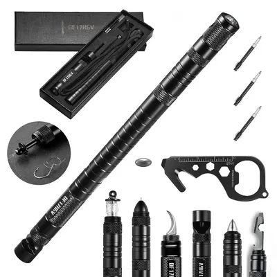 Multifunctional Outdoor Tactical Pen, Survival Gear, Self-Defense, Rescue Supplies, Hiking,Camping Survival Tool with Compass