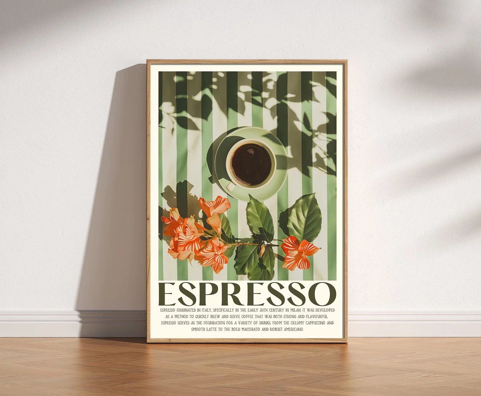 Affiche de cuisine esthétique imprimée café expresso rétro Vintage, Art de café italien avec tasse à café sur Table pour décor de café