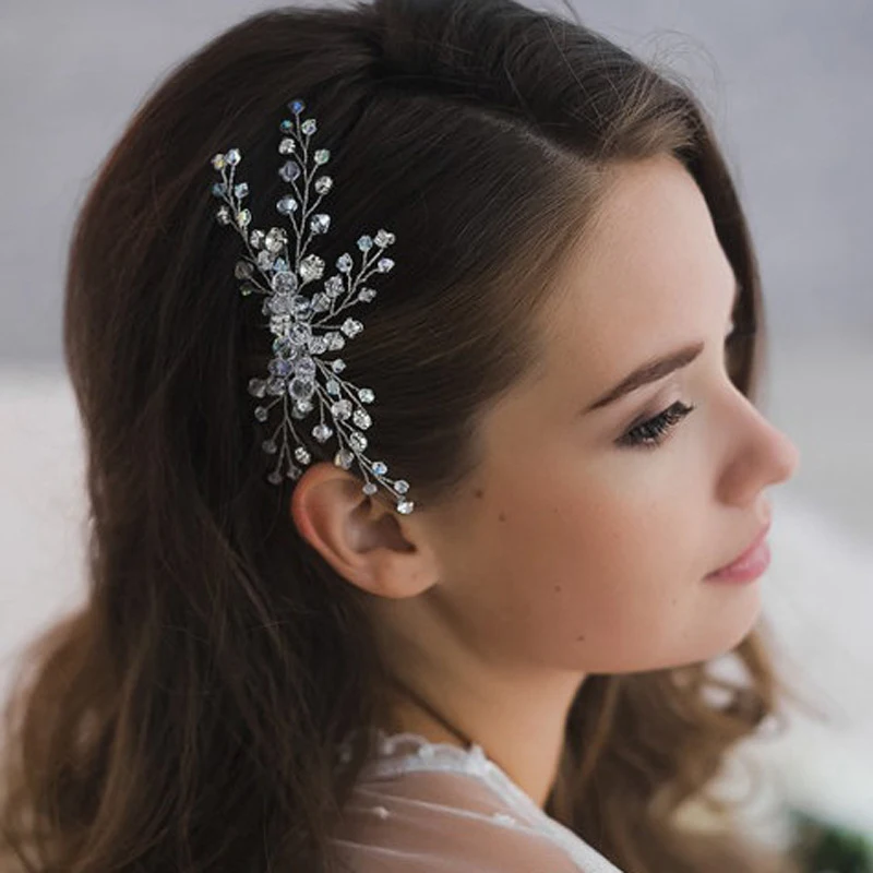 Handgemachte schwarze Kristallperlen Hochzeit Haarnadeln große Brautjungfer Haarnadel und Clip für Frauen Braut Accessoires Schmuck Image