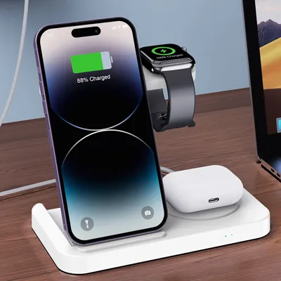 Faltbares 4-in-1-Wireless-Ladegerät Dock Desktop-Ladegerät für iPhone 16 15 14 13 12 Pro Max iWatch 10 ~ 2 SE AirPods Pro Schnellladung
