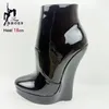 18CM Ultra High Heel Wedges Ballett Stiefel Spitzschuh Sexy Knöchel Frauen Stiefel Plus Größe 36-46 Schwarz Größe Zip Unisex Cosplay Schuhe