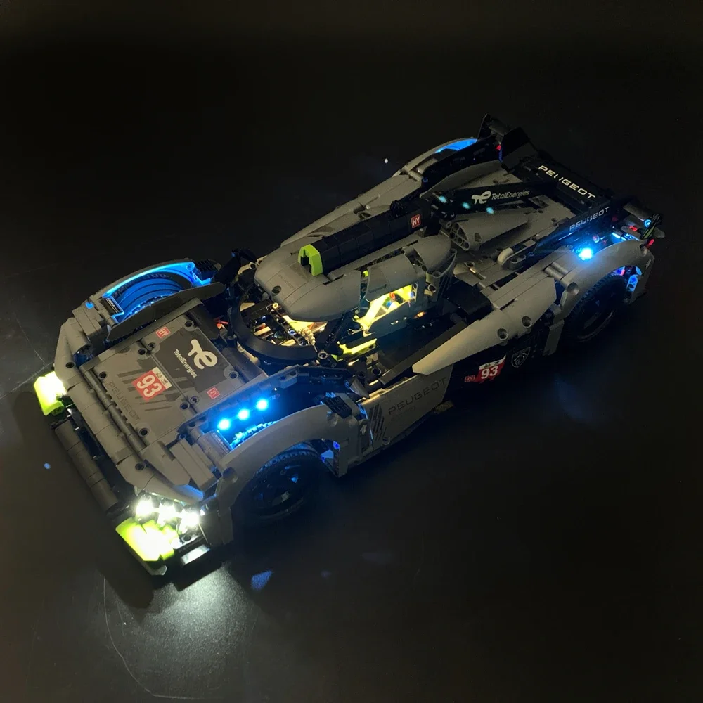 LED-Beleuchtungsset für 42156 Peugeot 9X8 24 Stunden Le Mans Hybrid Supercar Bausteine dekorative Lampe Fernbedienung (nicht im Lieferumfang enthalten).