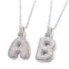 Silber 26 englische Buchstaben Anhänger Kette Halsketten Metall Kupfer Zirkon Hip Hop A-Z Glück bezaubert meinen Namen Schmuck Geschenke