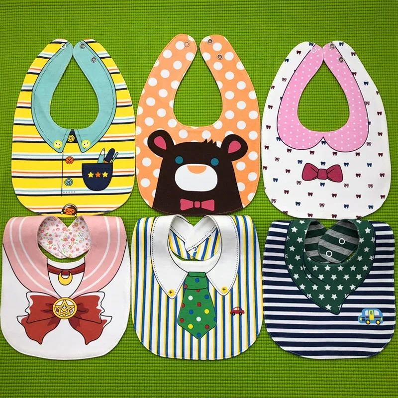 5 stücke Mix Wasserdichte Baby baumwolle Lätzchen Spucktuch doppelseitige speichel bib Neugeborenen Fütterung Bandana Speichel Handtuch Kinder jungen Mädchen Image