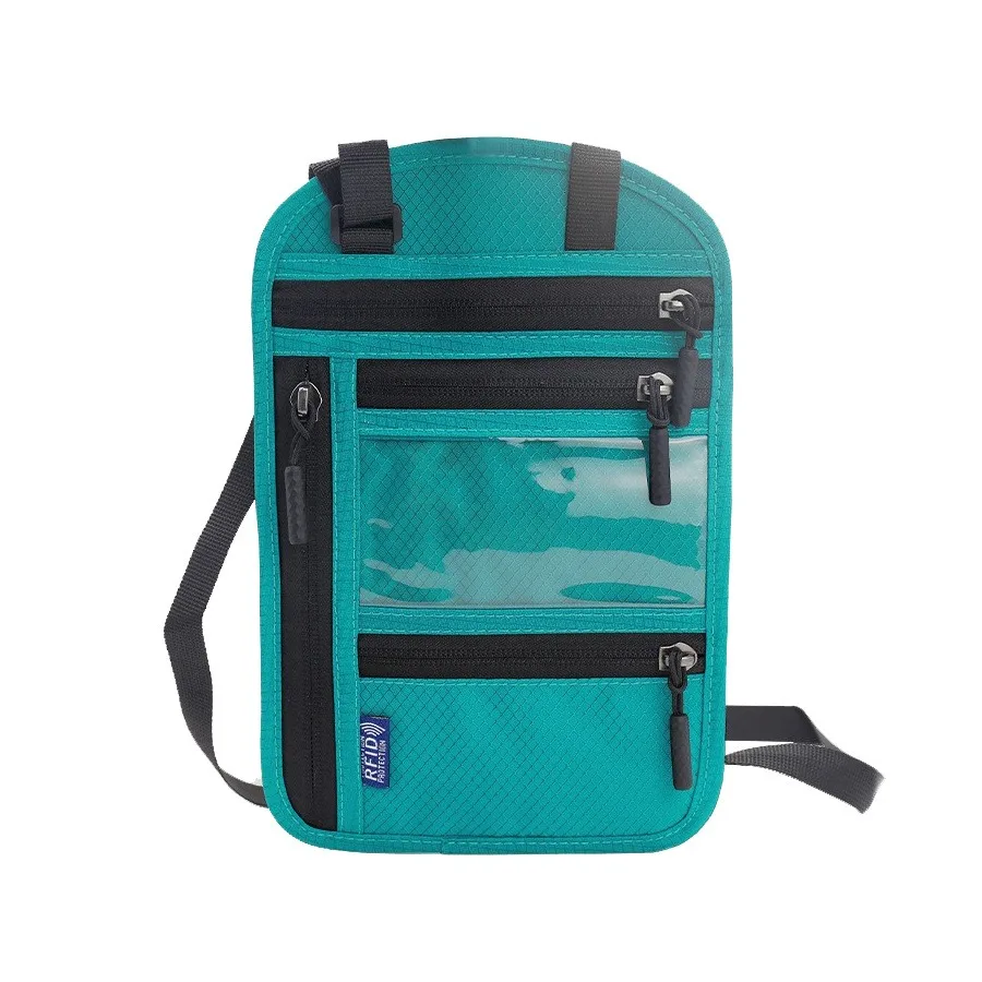 RFID-blockierende RFID-Passtasche mit mehreren Taschen, diebstahlsichere Reisepass-Dokumententasche mit verstellbarem Umhängeband, wasserdicht Image