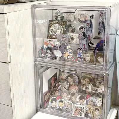Acrylic Display Storage Box for Figurines Pins Baes Transparent Household Organizer for Collectibles Dustproof Case