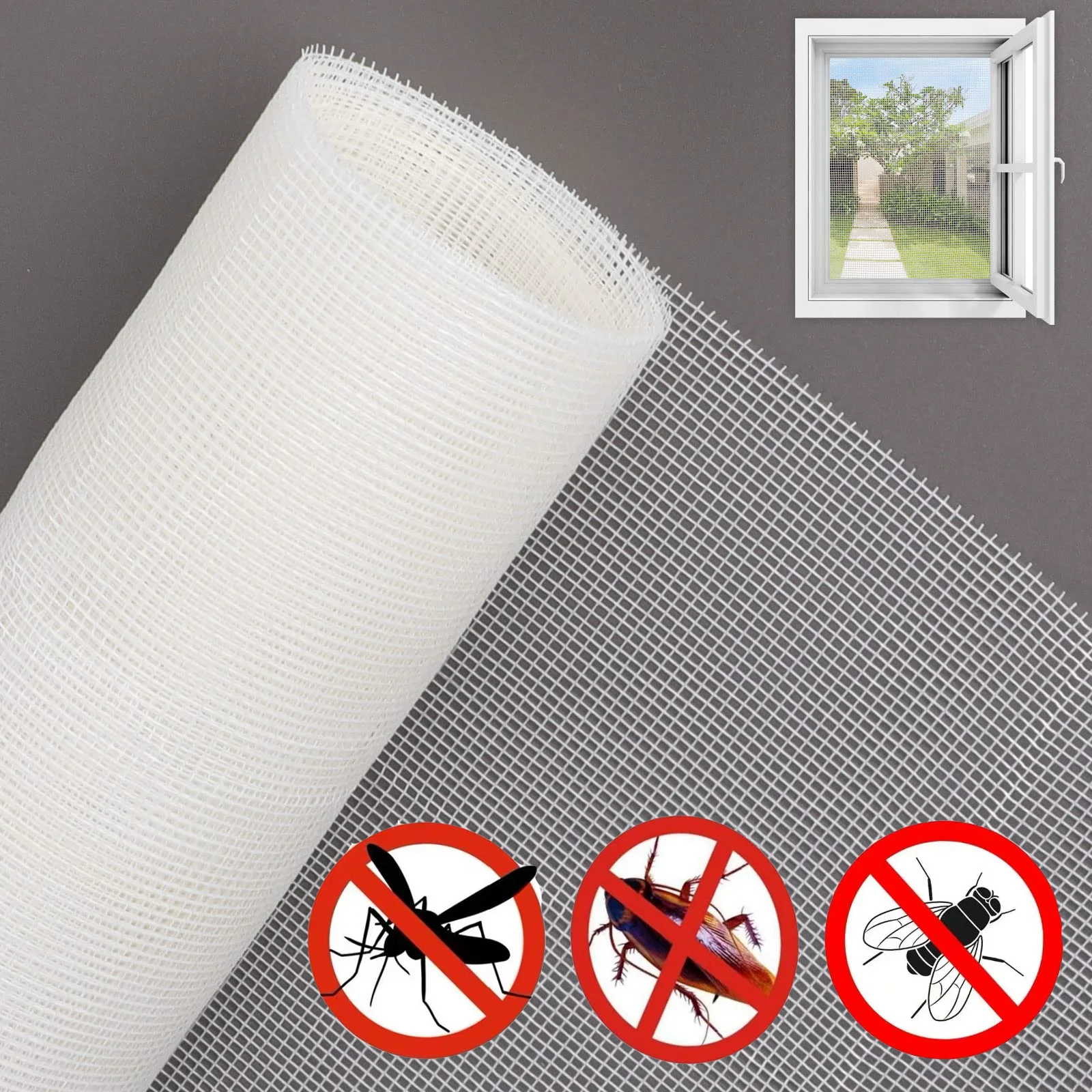 Sommer-Anti-Moskitonetze, selbstmontiertes Insektenschutz-Fensternetz für den Innenbereich, anpassbar, Mehrzweckgröße, DIY-Fenstergitternetz