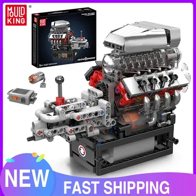 Mould King 10225, technisches Auto, Bausteinspielzeug, motorisierter V8-Motor + Getriebemodell, Ziegel-Set für Kinder, Weihnachtsgeschenk Image