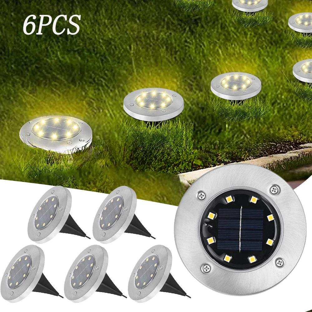 4/6er-Pack Solar-Einbauleuchte für den Außenbereich, wasserdicht, Garten, warme Beleuchtung, Wegeleuchten, solarbetrieben, für Hof, Auffahrt, Gehweg