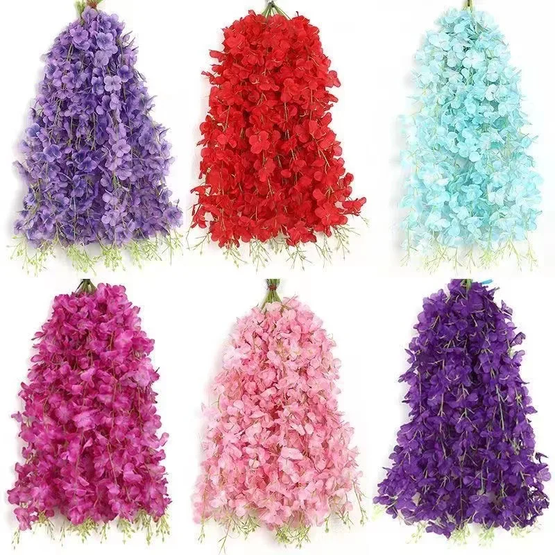 5/10/20 Pz Glicine Fiore Artificiale Vite 60 cm Appeso Fiori Finti Ghirlanda per la Decorazione Domestica Giardino Decorazione Della Festa Nuziale parete
