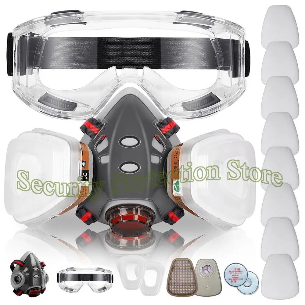 308 Gesichts-Gas-Staubmaske, chemische Atemschutzmaske, zwei Filter, Arbeitssicherheitsmasken, Sprühfarbe, Staubmaske mit Filter, Atemschutzmaske, wiederverwendbar Image