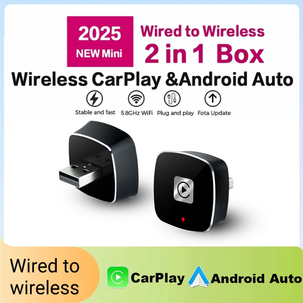Kabelloser 2-in-1-Carplay-Adapter für Android iPhone, automatisch verkabelt mit kabelloser KI-Box, USB-Anschluss für Volvo Benz Mg Kia Chery VW Image
