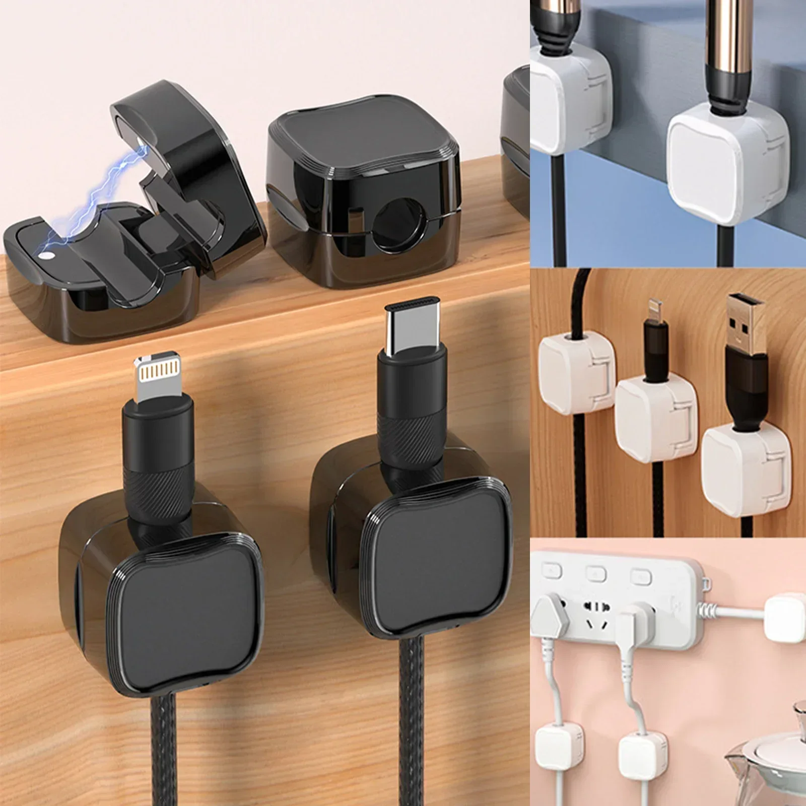 6/12/24PCS Magnetische Kabel Organizer Clips Kabel Management Draht Manager Kabel Halter Ladekabel Wickler Wand montiert Haken