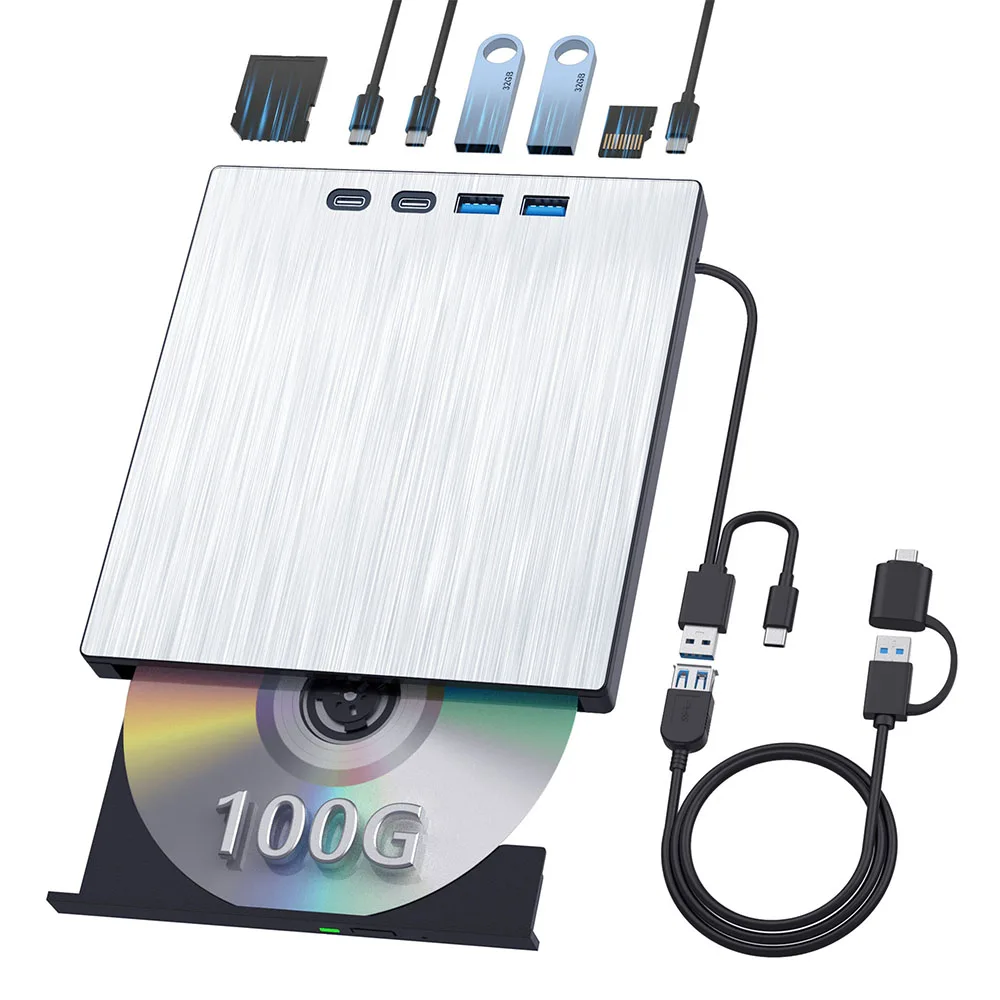 Externes Blu-Ray-Laufwerk, tragbarer 3D-Bluray-Brenner, USB 3.0, unterstützt M-DISC 100G Disc-Lese-/Schreib-Laufwerke für Windows Mac OS Image