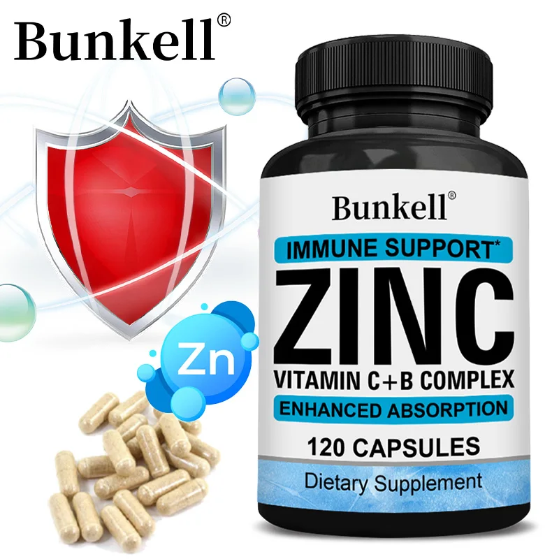 Zinc Capsules - Supports Cellular Energy Production and Collagen Formation, Eye and Skin Health, Strengthens Immune System