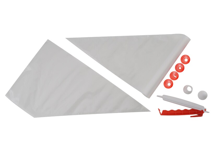 Schneider - Einweg-Spritzbeutel Set, 10 Spritzbeutel, inklusive 4 Tüllen in rot Image