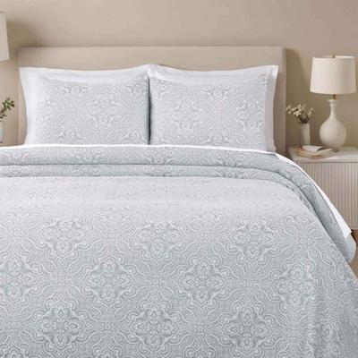 Enzy Matelasse Bedspread Set, California King, Silver