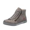 Schnürboots RIEKER, Damen, Gr. 40, grau, Lederimitat, unifarben, sportlich, Schuhe, Schnürstiefelette, Casual-Boots mit Reißverschluss außen