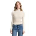 Rollkragenpullover TOM TAILOR DENIM, Damen, Gr. XS, weiß (sanftes weiß), Feinstrick, Obermaterial: 70% Viskose, 30% Polyamid, unifarben, casual, körpernah hüftbedeckend, Rundhals, Langarm, Pullover, in Strick-Optik