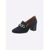 Pumps HEINE, Damen, Gr. 37, blau (marine), Leder, Veloursleder, modisch, Schuhe