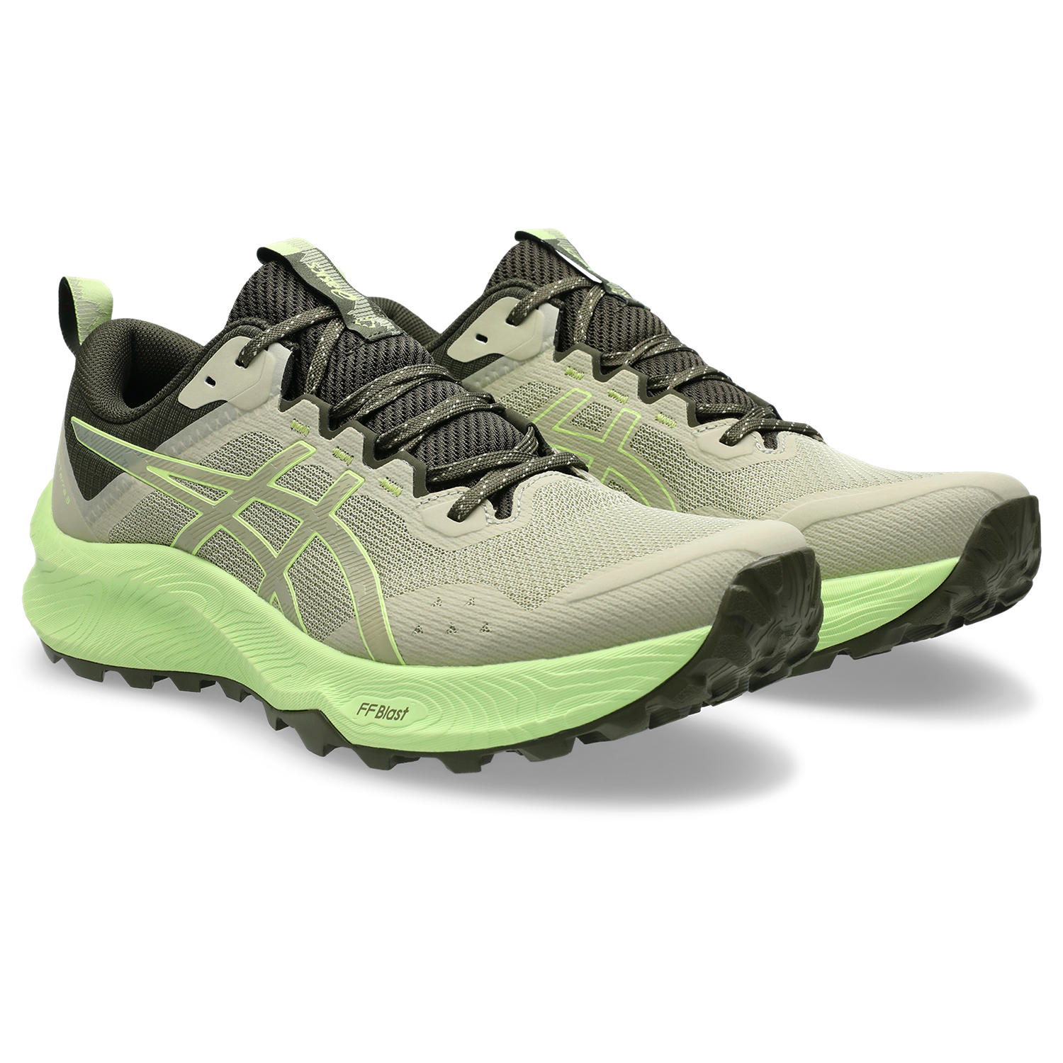 Trailrunningschuh ASICS "TRABUCO TERRA 3", Herren, Gr. 44,5, grün (khaki, lime), Textil, Schuhe